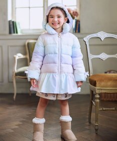 ANY KIDS 【フード取り外し/洗濯機可能】中綿フリル リボンコート