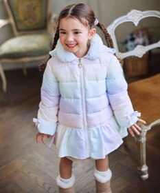 ANY KIDS 【フード取り外し/洗濯機可能】中綿フリル リボンコート