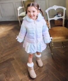 ANY KIDS 【フード取り外し/洗濯機可能】中綿フリル リボンコート