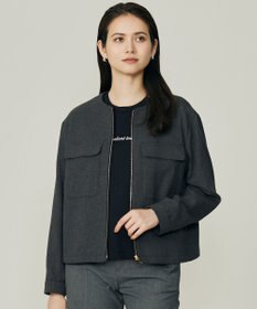 自由区 L 【17号サイズまで展開】ライトブッチャーノーカラー ブルゾン