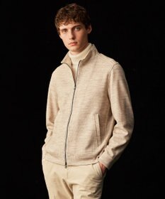 JOSEPH ABBOUD 【ストレッチ/ソフト/洗える/JAPANファブリック】ウールブロックピケ スタンドジップ アウター