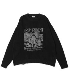 WEGO グラフィックダメージニットプルオーバー