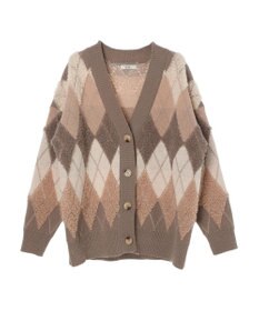 earth music&ecology ループ編みアーガイルカーディガン