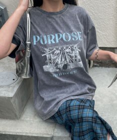 WEGO 【綿100%】ヴィンテージウォッシュグラフィックTシャツ