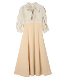 earth music&ecology ハイウエスト切り替えドッキングフレアワンピース