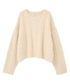 earth music&ecology モヘヤタッチケーブルニットプルオーバー