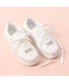 MODE ET JACOMO <noyau>ビジュー付き厚底レースアップスニーカー