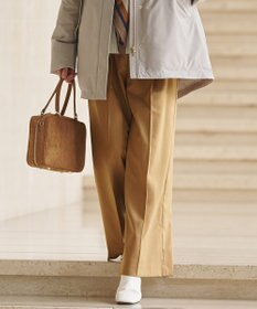 23区 L 【滝沢眞規子さん着用/CanCam11月号掲載】ナチュラルストレッチサキソニー タック ワイド パンツ キャメル系