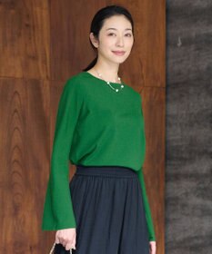 自由区 【セットアップ対応・洗える】レーヨンストレッチフレアスリーブ ニット