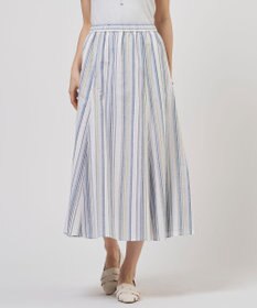 J.PRESS LADIES L リネンMIX ストライプ フレア スカート