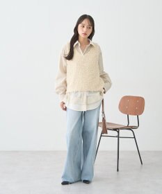 earth music&ecology ポンポンヤーンベスト