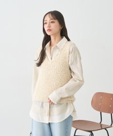 earth music&ecology ポンポンヤーンベスト