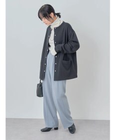 Green Parks 裏起毛ミディ丈ドットボタンカーディガン