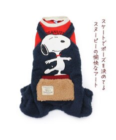 PET PARADISE スヌーピー ボア パンツ つなぎ 《アップリケ ネイビー》 小型犬