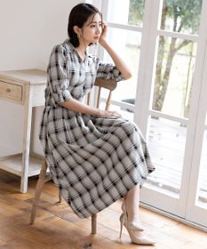 Tiaclasse 【洗える】小顔効果も期待できるスキッパーシャツワンピース