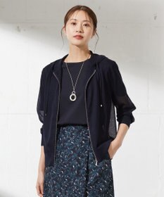 J.PRESS LADIES L 【洗える】シアーライトニット パーカー