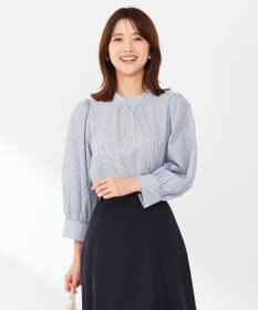 ANY SIS 【洗える】フェイクパールストライプ ブラウス