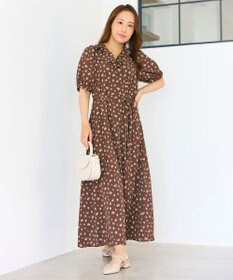 Feroux カシュクールデザイン 小花プリントワンピース