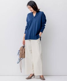 23区 L 【洗える】23区DENIM ベルベットストレッチ ワイドパンツ