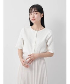 earth music&ecology ドットボタン５分袖リブプルオーバー