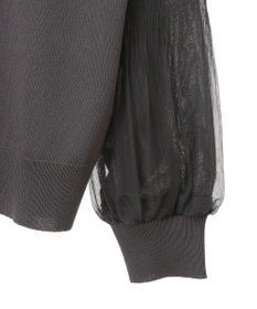 Green Parks 袖チュールマジョリカドッキングニットプルオーバー