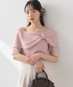 earth music&ecology リボン半袖ニットプルオーバー