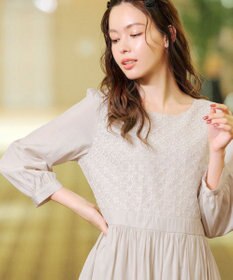 Tiaclasse L 【洗える】レース切替ワンピース