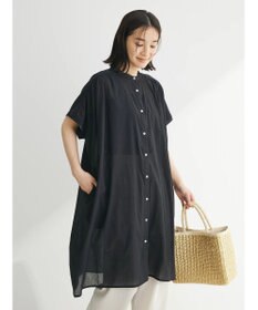 Green Parks インド綿　パイピングバンドカラーシャツチュニック