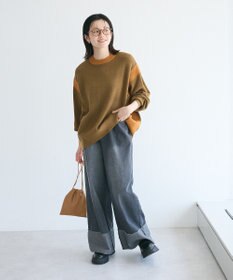 CRAFT STANDARD BOUTIQUE 洗える/とてもち配色ニットプルオーバー/24AW