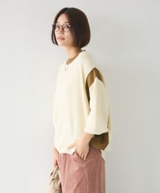 CRAFT STANDARD BOUTIQUE 洗える/とてもち配色ニットプルオーバー/24AW
