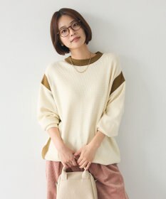 CRAFT STANDARD BOUTIQUE 洗える/とてもち配色ニットプルオーバー/24AW