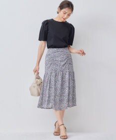 組曲 フラワーレイヤープリント ギャザースカート