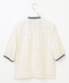 J.PRESS LADIES S 【洗える】ブロックドットプリント バンドカラー ブラウス