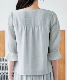 Tiaclasse L 【セットアップ対応】ドビーチェックタックパフ袖ブラウス