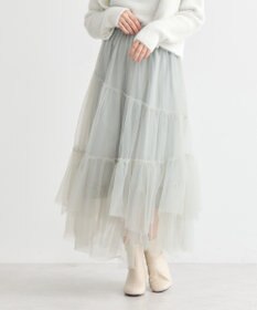 earth music&ecology イレギュラーヘム段々チュールスカート
