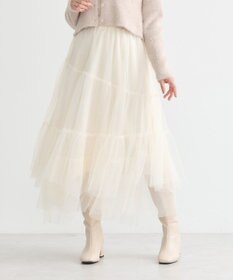 earth music&ecology イレギュラーヘム段々チュールスカート
