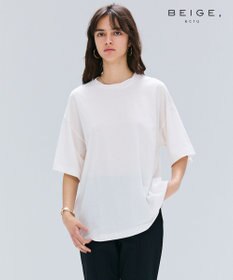 BEIGE， 【BEIGE,ecru/WEB限定・洗える】FINE DRY TOUCH / ねじりデザインコットンオーバーサイズTシャツ