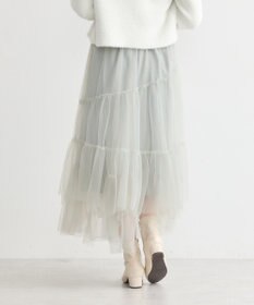 earth music&ecology イレギュラーヘム段々チュールスカート