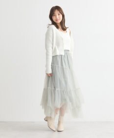 earth music&ecology イレギュラーヘム段々チュールスカート