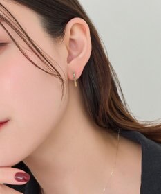 Phoebe 【金属アレルギー対応】ワンタッチライナースタービジューフープピアス　ゴールド