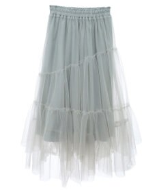 earth music&ecology イレギュラーヘム段々チュールスカート