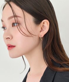 Phoebe 【金属アレルギー対応】ワンタッチライナースタービジューフープピアス　ゴールド