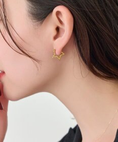 Phoebe 【金属アレルギー対応】ワンタッチライナースタービジューフープピアス　ゴールド
