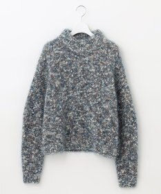 自由区 カラーミックスツイード クロップドニット