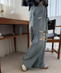 WEGO ダメージワイドデニムパンツ