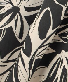 自由区 【洗える】モノトーンフラワープリント ワンピース