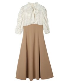 earth music&ecology ハイウエスト切り替えドッキングフレアワンピース