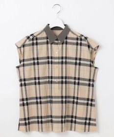 自由区 【洗える】シアーブライトチェック ブラウス