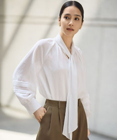 自由区 【カタログ掲載】ソフトスパンビエラボウタイ ブラウス オフ