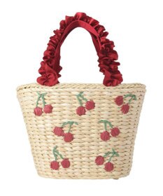 Maison de FLEUR チェリー刺繍メイズカゴバッグ